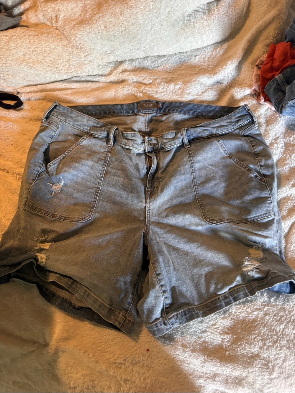 torrid Light Blue Distressed Denim Shorts
